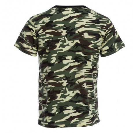 ROUND COLLAR SHORT SLEEVE CAMOUFLAGE COTTON BLEND CASUAL T-SHIRT FOR MEN