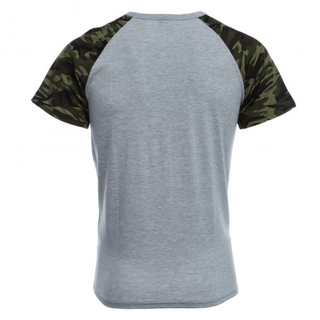 ROUND COLLAR SHORT SLEEVE CAMOUFLAGE COTTON BLEND CASUAL T-SHIRT FOR MEN