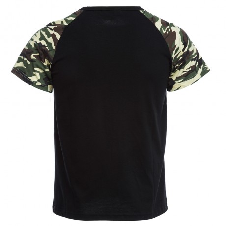 ROUND COLLAR SHORT SLEEVE CAMOUFLAGE COTTON BLEND CASUAL T-SHIRT FOR MEN
