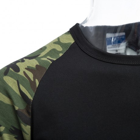 ROUND COLLAR SHORT SLEEVE CAMOUFLAGE COTTON BLEND CASUAL T-SHIRT FOR MEN