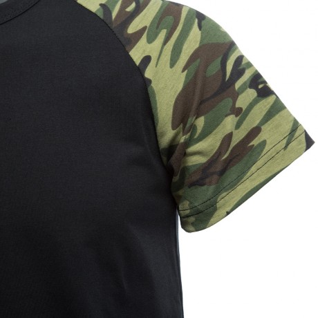 ROUND COLLAR SHORT SLEEVE CAMOUFLAGE COTTON BLEND CASUAL T-SHIRT FOR MEN