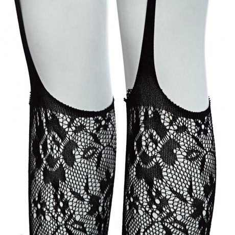 SEXY SPAGHETTI STRAP LACE SEE-THROUGH HOLLOW OUT BLACK GARTER FOR WOMEN