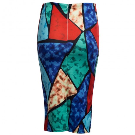 OL STYLE HIGH WAIST COLOR BLOCK SHEATHY MIDI SKIRT FOR WOMEN