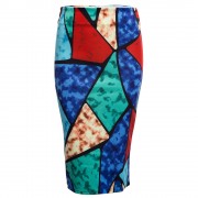 OL STYLE HIGH WAIST COLOR BLOCK SHEATHY MIDI SKIRT FOR WOMEN