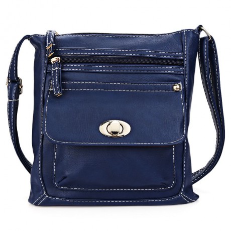 GUAPABIEN SOLID COLOR TURN LOCK ZIPPER VERTICAL DUAL PURPOSES SHOULDER MESSENGER BAG FOR W