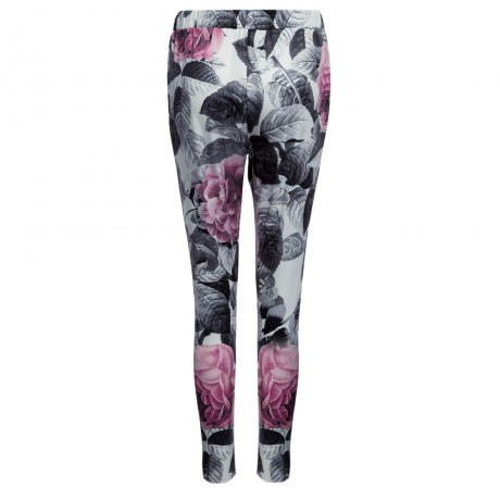 CASUAL FLORAL PRINT DRAWSTRING PATCHWORK LONG PENCIL PANTS FOR WOMEN