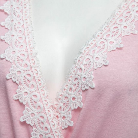 SWEET PLUNGING NECK SHORT SLEEVE MID ELASTIC WAIST LACEWORK PATCHWORK HOLLOW OUT DESIGN RO