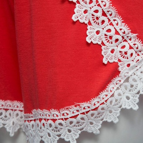 SWEET PLUNGING NECK SHORT SLEEVE MID ELASTIC WAIST LACEWORK PATCHWORK HOLLOW OUT DESIGN RO