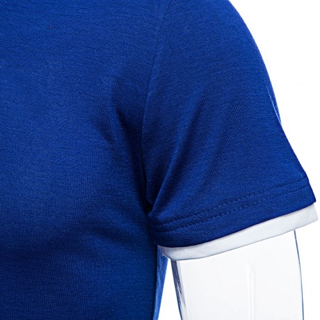 CASUAL HOODED SHORT SLEEVE COLOR BLOCK T-SHIRT FOR MEN