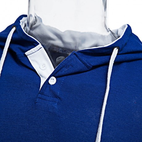 CASUAL HOODED SHORT SLEEVE COLOR BLOCK T-SHIRT FOR MEN