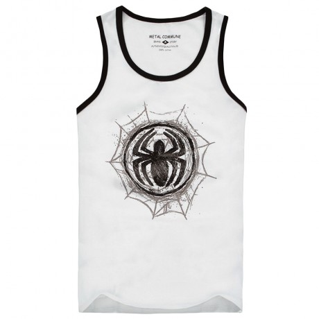 METAL!COMMUNE TRENDY SCOOP COLLAR COLOR BLOCK ANIMAL PRINT COTTON BLEND TANK TOP FOR MEN