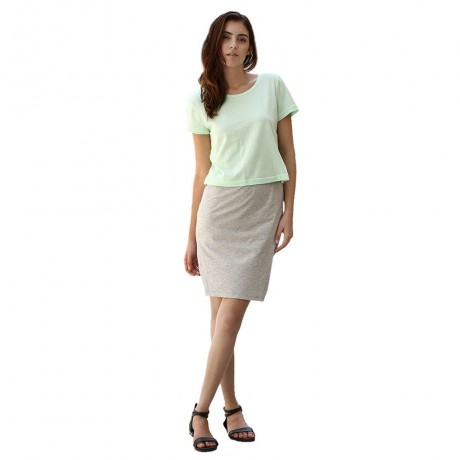 SIMPLE STYLE ROUND COLLAR SHORT SLEEEVE COTTON BLEND PURE COLOR T-SHIRT FOR WOMEN