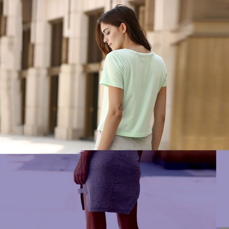 SIMPLE STYLE ROUND COLLAR SHORT SLEEEVE COTTON BLEND PURE COLOR T-SHIRT FOR WOMEN