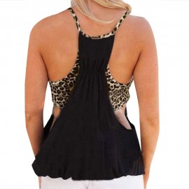 SEXY SPAGHETTI STRAP LEOPARD PRINT FAUX TWO PIECE TANK TOP FOR WOMEN