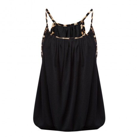 SEXY SPAGHETTI STRAP LEOPARD PRINT FAUX TWO PIECE TANK TOP FOR WOMEN