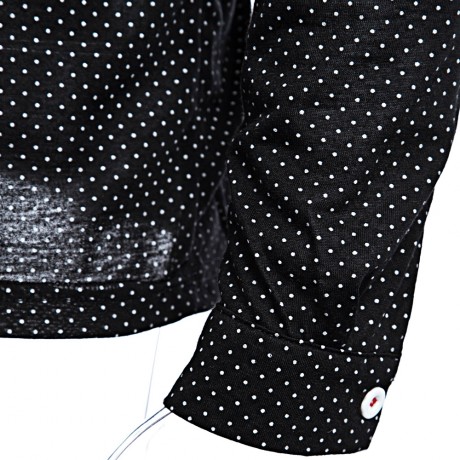 TRENDY STAND COLLAR LONG SLEEVE DOT PRINT SHIRT FOR MEN