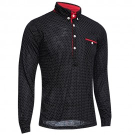 TRENDY STAND COLLAR LONG SLEEVE DOT PRINT SHIRT FOR MEN