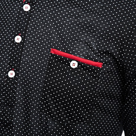 TRENDY STAND COLLAR LONG SLEEVE DOT PRINT SHIRT FOR MEN