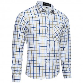 CASUAL TURN DOWN COLLAR LONG SLEEVE PLAID PRINT BUTTON AND POCKET DESIGN SHIRT FOR MEN