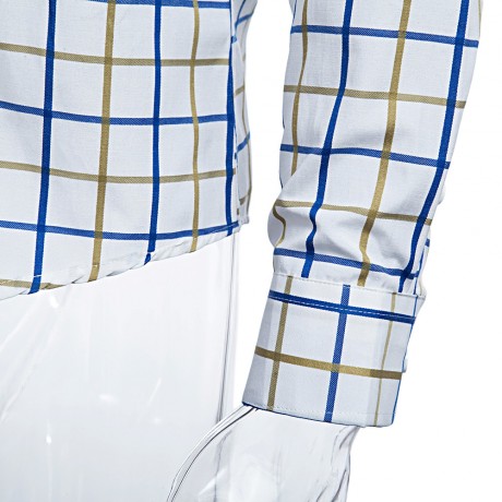 CASUAL TURN DOWN COLLAR LONG SLEEVE PLAID PRINT BUTTON AND POCKET DESIGN SHIRT FOR MEN