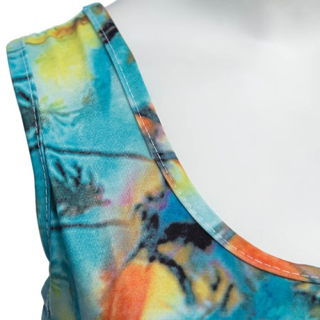 SEXY SCOOP COLLAR PRINTED CROP TOP   MID WAIST SKINNY SHORTS TWO PIECE BIKINI SET FOR WOME