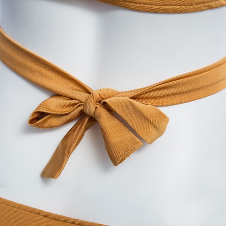 SEXY HALTER LACE-UP CROP TOP LOW WAIST BRIEFS SWIMWEAR FOR WOMEN