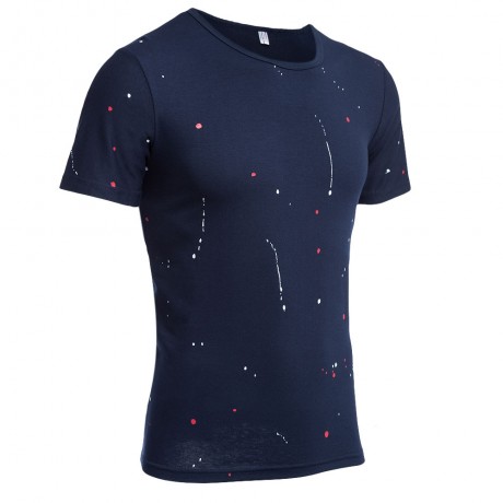 ROUND NECK SHORT SLEEVE PRINTED TRENDY T-SHIRT FOR MEN