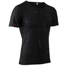 ROUND NECK SHORT SLEEVE PRINTED TRENDY T-SHIRT FOR MEN