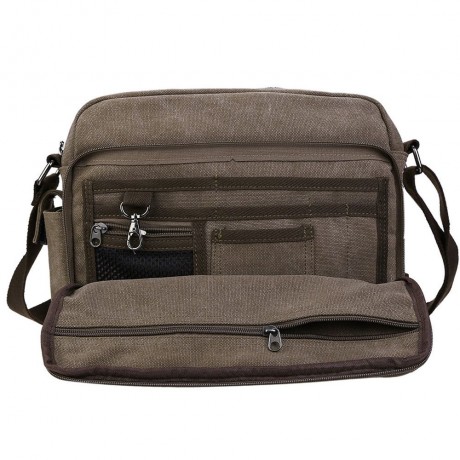 7.2 L LETTER EMBELLISHMENT DUAL PURPOSES SHOULDER CROSSBODY CANVAS MESSENGER BAG FOR MEN W