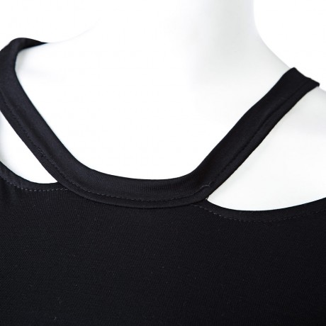 STREET STYLE SCOOP COLLAR CUT OUT PURE COLOR T-SHIRT FOR WOMEN