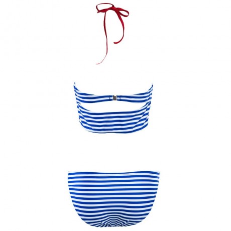 SPAGHETTI STRAP STRIPED PADDED LOW WAIST WOMEN CHIC TWO PIECE BIKINI SET