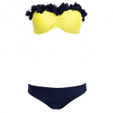 SWEET STRAPLESS LACEWORK BRA LOW WAIST BRIEF BIKINI SET FOR WOMEN