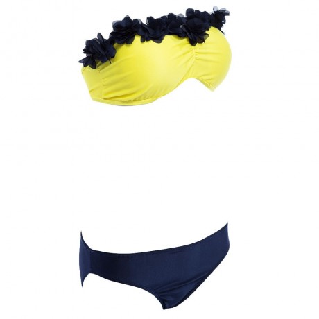 SWEET STRAPLESS LACEWORK BRA LOW WAIST BRIEF BIKINI SET FOR WOMEN