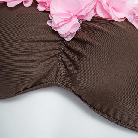 SWEET STRAPLESS LACEWORK BRA LOW WAIST BRIEF BIKINI SET FOR WOMEN