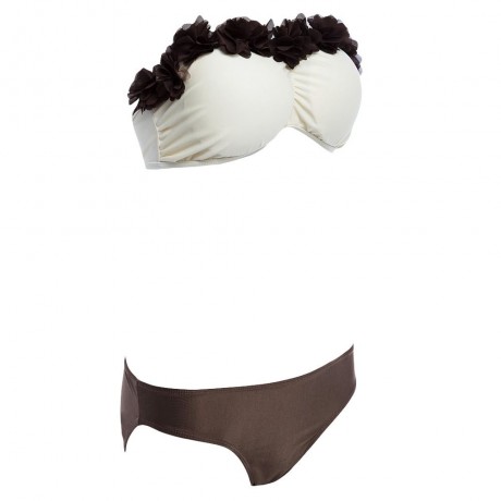 SWEET STRAPLESS LACEWORK BRA LOW WAIST BRIEF BIKINI SET FOR WOMEN