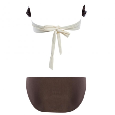 SWEET STRAPLESS LACEWORK BRA LOW WAIST BRIEF BIKINI SET FOR WOMEN