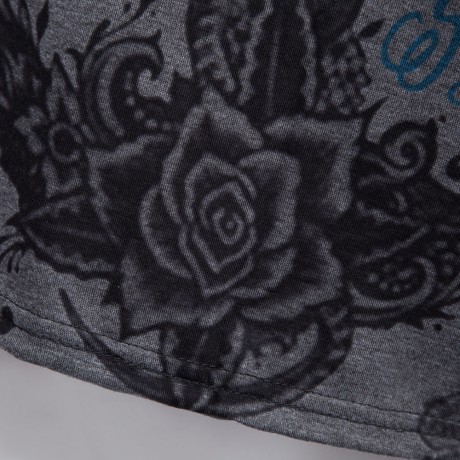 STYLISH ROUND COLLAR SLEEVELESS LACE PATCHWORK PRINT LOOSE T-SHIRT FOR WOMEN