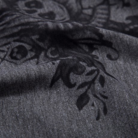 STYLISH ROUND COLLAR SLEEVELESS LACE PATCHWORK PRINT LOOSE T-SHIRT FOR WOMEN