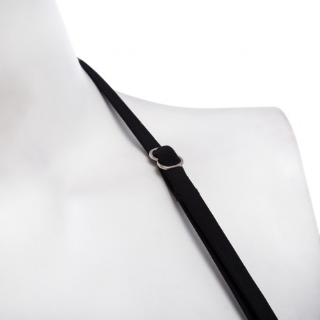 SEXY HALTER PADDED UNDERWIRE LACE-UP BRA   LOW ELASTIC WAIST HOLLOW OUT PATCHWORK COLOR BL