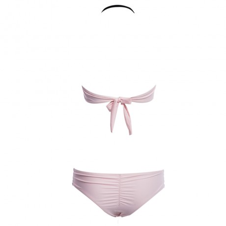 SEXY HALTER PADDED UNDERWIRE LACE-UP BRA   LOW ELASTIC WAIST HOLLOW OUT PATCHWORK COLOR BL