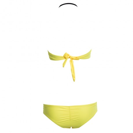 SEXY HALTER PADDED UNDERWIRE LACE-UP BRA   LOW ELASTIC WAIST HOLLOW OUT PATCHWORK COLOR BL