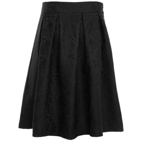 STYLISH HIGH WAIST PLEATED SHADOW STITCH MID-CALF PURE COLOR UMBRELLA SKIRT FOR WOMEN