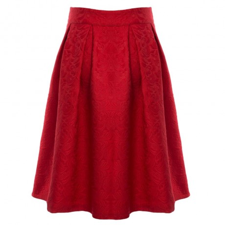 STYLISH HIGH WAIST PLEATED SHADOW STITCH MID-CALF PURE COLOR UMBRELLA SKIRT FOR WOMEN