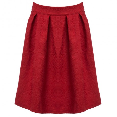STYLISH HIGH WAIST PLEATED SHADOW STITCH MID-CALF PURE COLOR UMBRELLA SKIRT FOR WOMEN