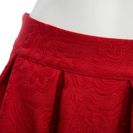 STYLISH HIGH WAIST PLEATED SHADOW STITCH MID-CALF PURE COLOR UMBRELLA SKIRT FOR WOMEN