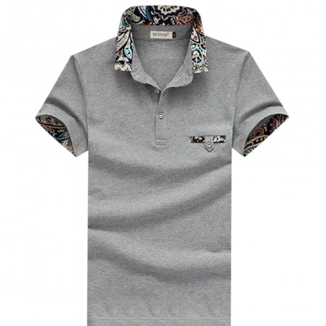 STYLISH TURN COLLAR SHORT SLEEVE SPLICED PRINTED SHEATHY SHIRT FOR MEN