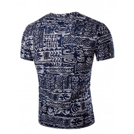 CASUAL V NECK ABSTRACT PRINTING SHORT SLEEVES T-SHIRT FOR MEN