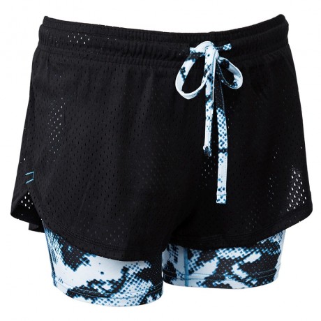 ACTIVE ELASTIC WAIST COLOR BLOCK YOGA SHORTS FOR WOMEN