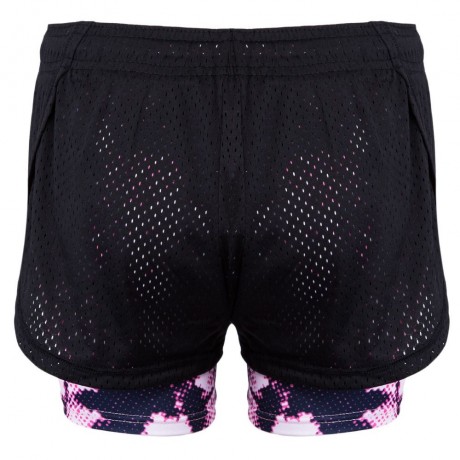 ACTIVE ELASTIC WAIST COLOR BLOCK YOGA SHORTS FOR WOMEN