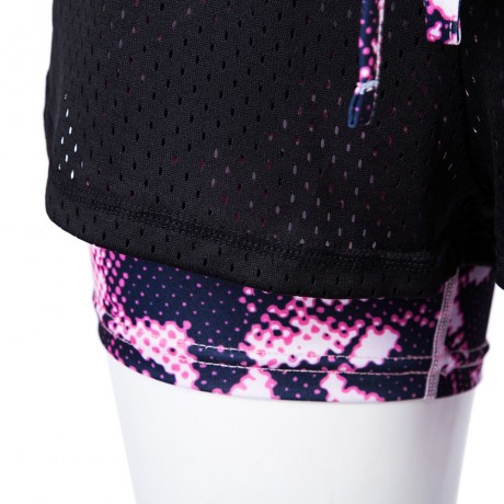 ACTIVE ELASTIC WAIST COLOR BLOCK YOGA SHORTS FOR WOMEN